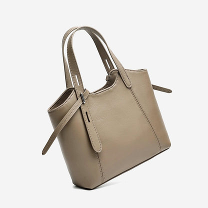 Sleek Genuine Leather Mini Bucket Clutch Bag with Adjustable Straps