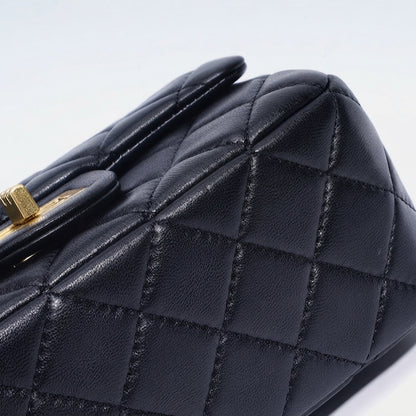 Timeless Petite Sheepskin Leather Quilted Flap Clutch Bag with Golden Ball Chain