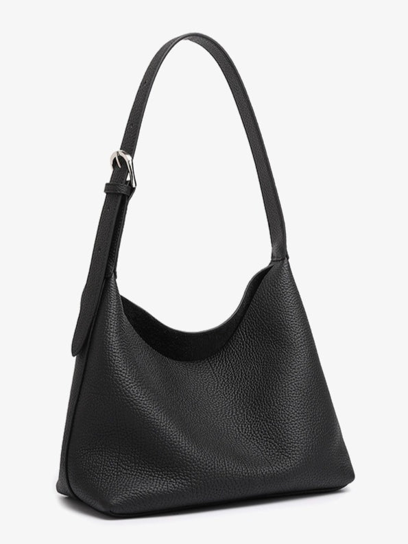 Versatile Genuine Leather Hobo Bucket Bag with Adjustable Shoulder Strap
