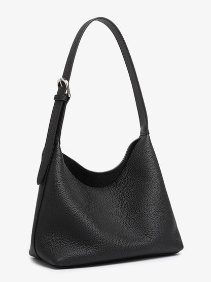 Versatile Genuine Leather Hobo Bucket Bag with Adjustable Shoulder Strap