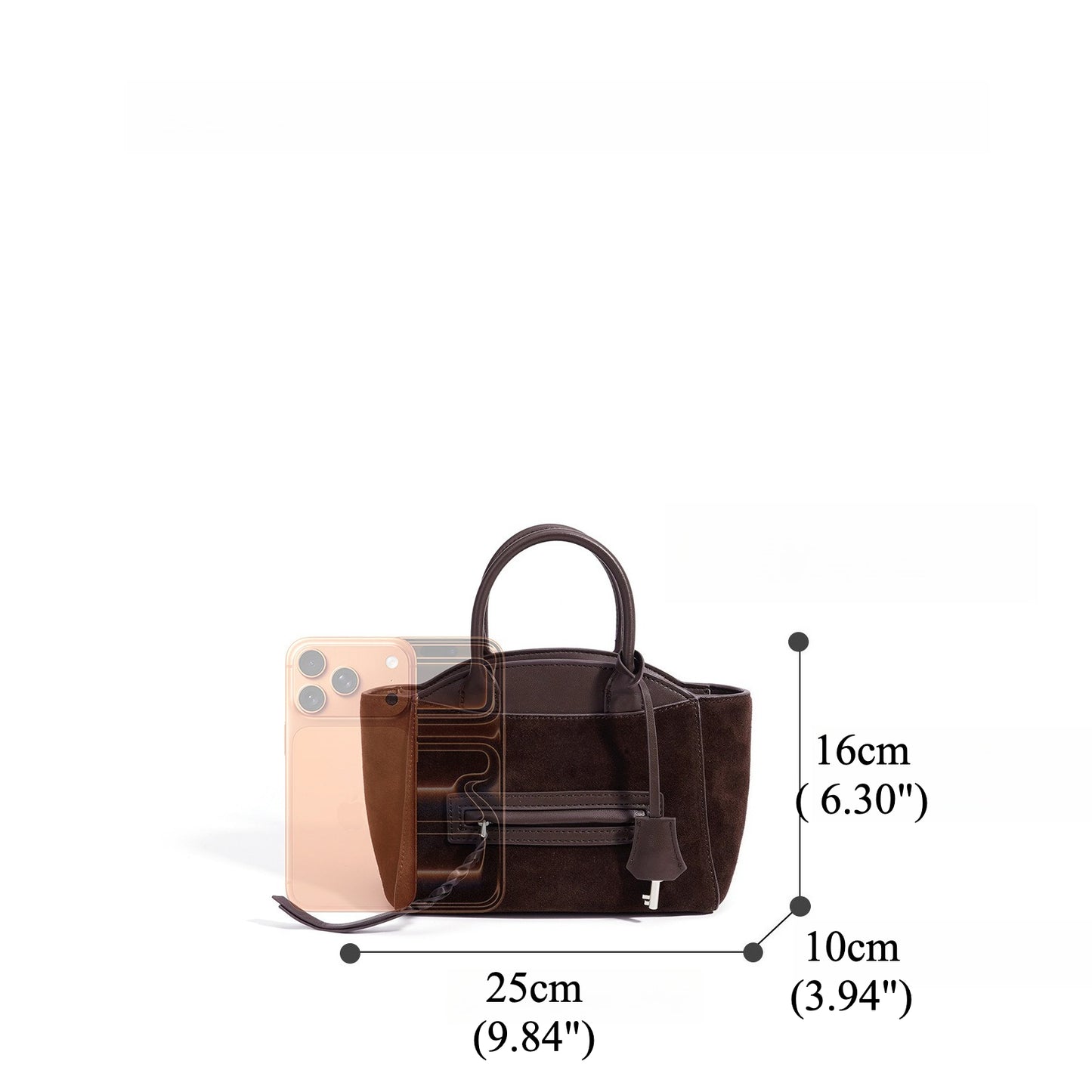 Muted Suede Genuine Leather Clutch Bag