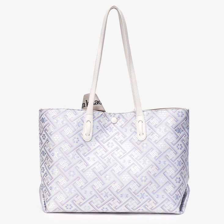 Opulent Brocade Texture Vegan Eco-Leather Tote Shoulder Bag