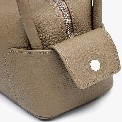 Architectural Pebbled Genuine Leather Boston Clutch Bag