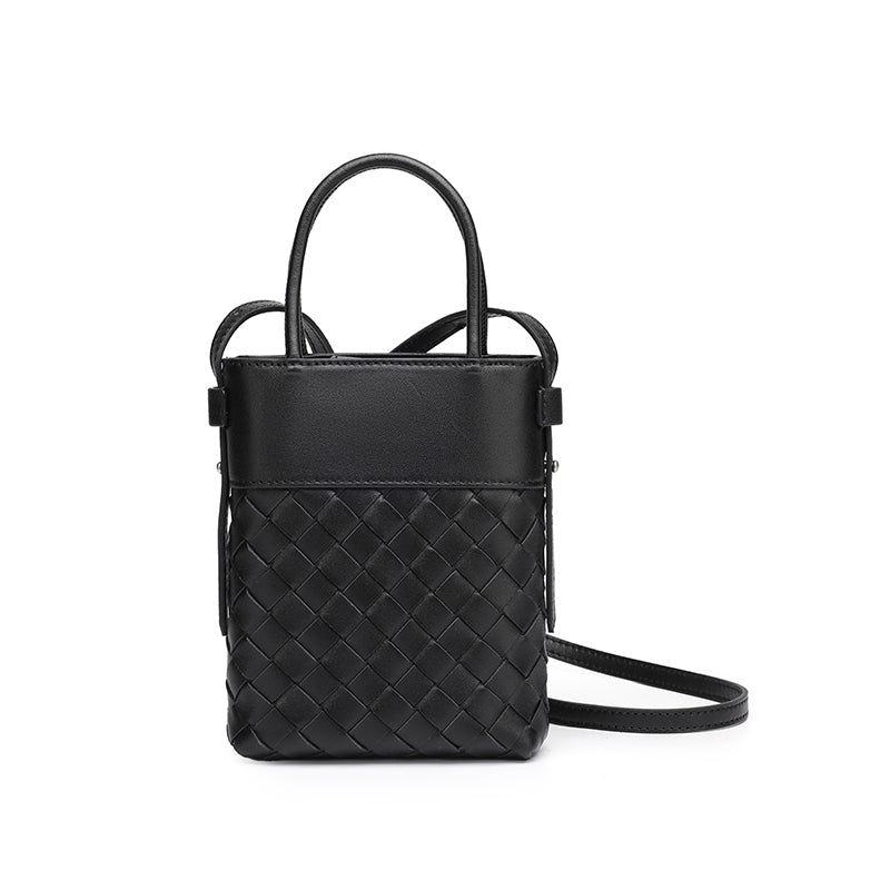 Mini borsa clutch artigianale intrecciata in vera pelle di agnello