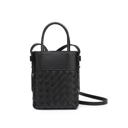 Mini borsa clutch artigianale intrecciata in vera pelle di agnello