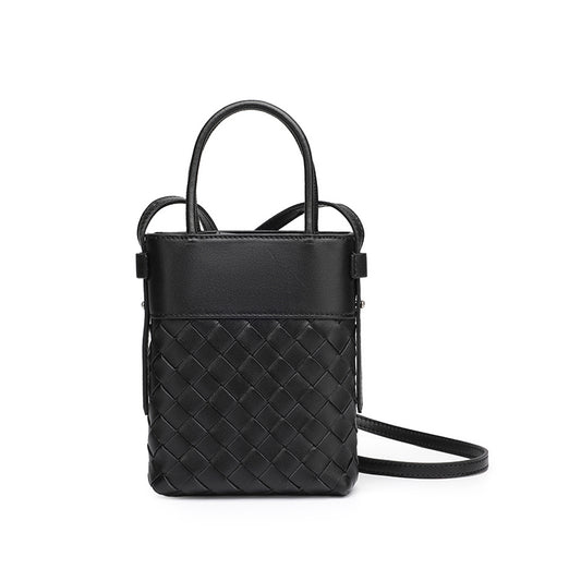 Artisan Woven Genuine Lambskin Leather Mini Clutch Bag