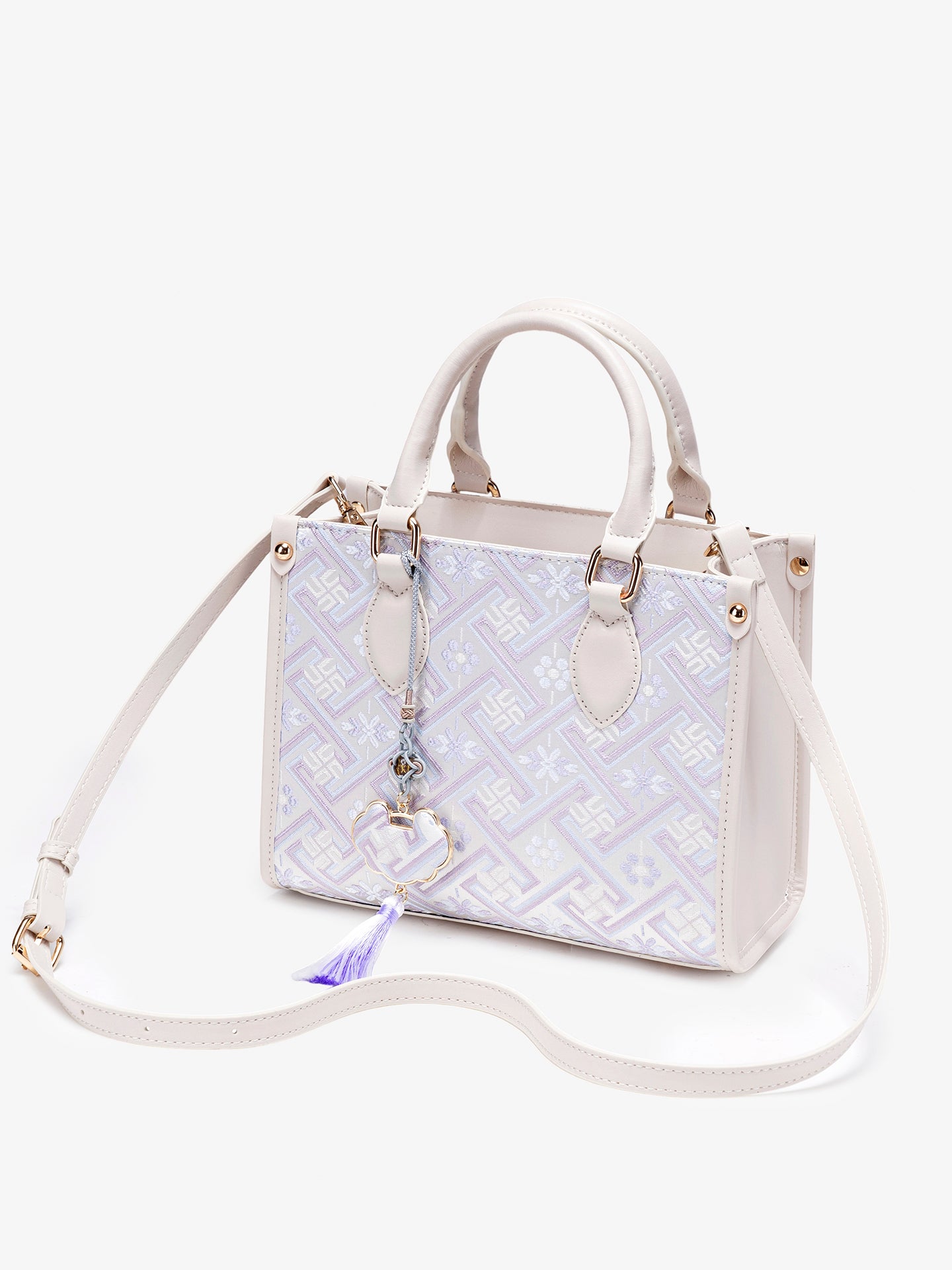 Exquisite Vegan Eco-Leather Mini Tote Clutch Bag with Elegant Tassel Charm