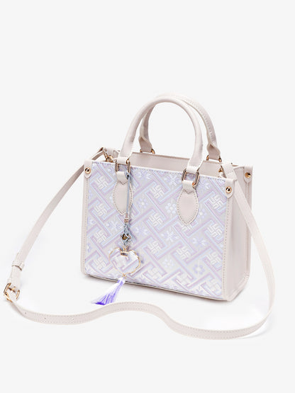 Exquisite Vegan Eco-Leather Mini Tote Clutch Bag with Elegant Tassel Charm