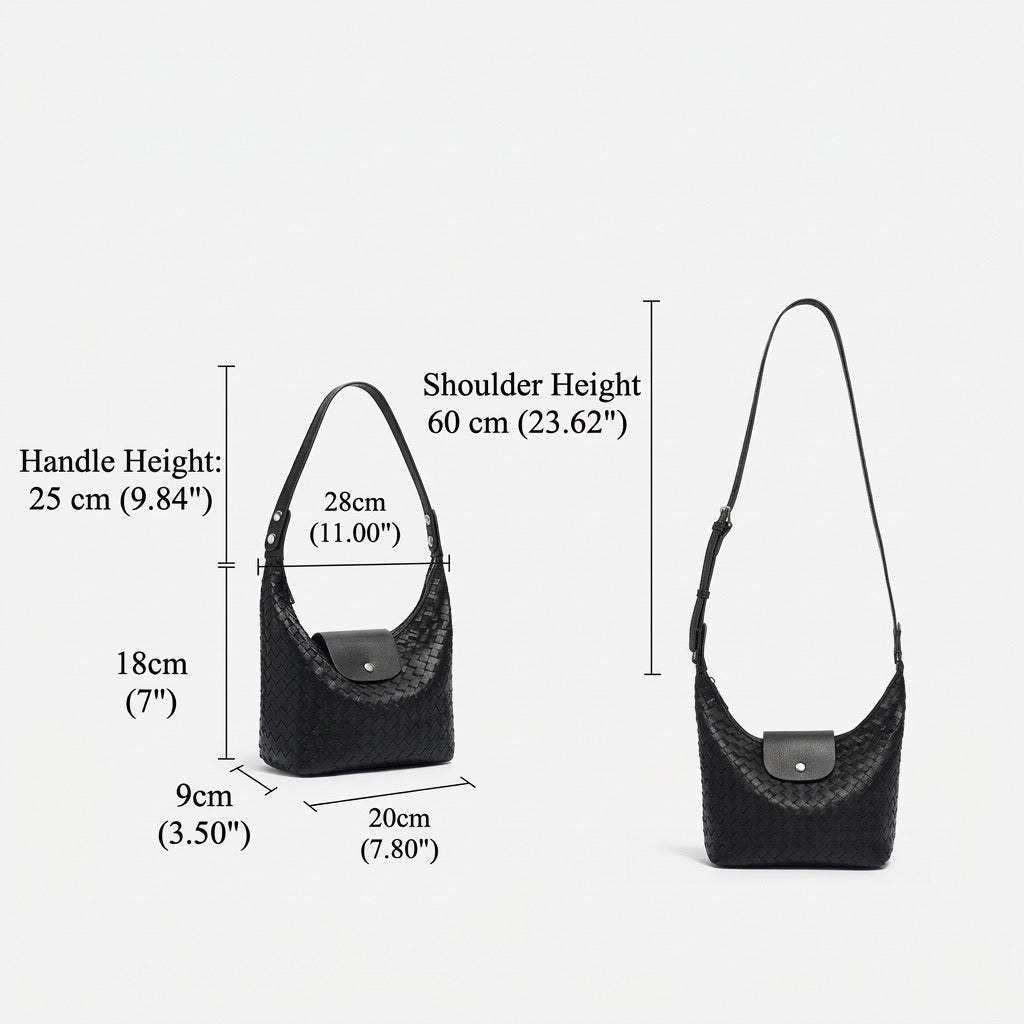 Elegant Woven Genuine Leather Hobo Clutch Bag