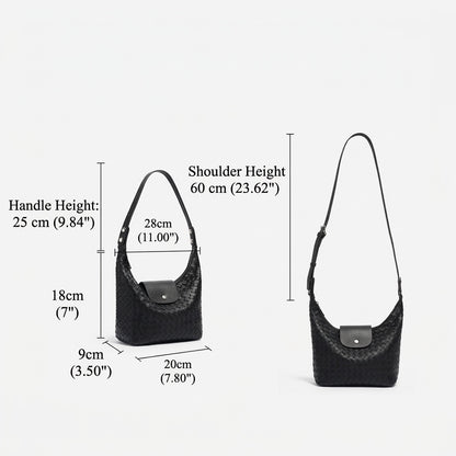 Elegant Woven Genuine Leather Hobo Clutch Bag