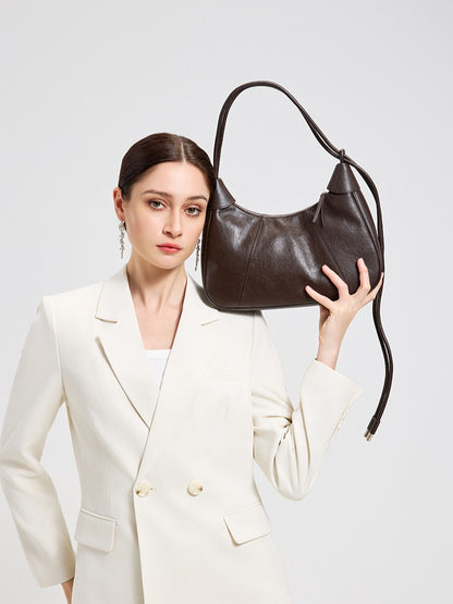 Women's Sable Crescent Genuine Leather Hobo Bag