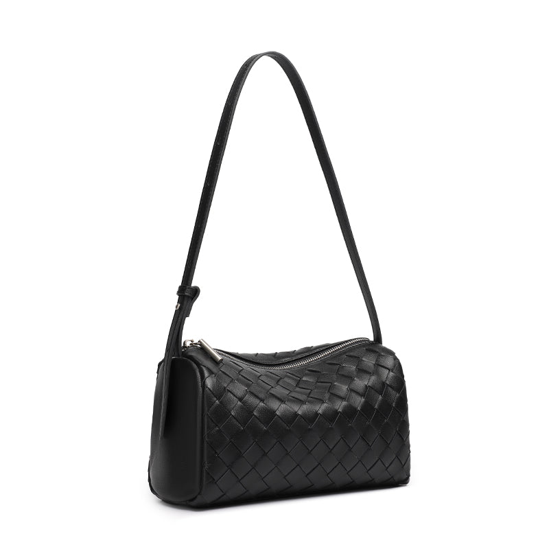 Minimalistische Baguette-Clutch aus gewebtem echtem Schafsleder  