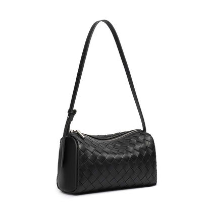 Minimalistische Baguette-Clutch aus gewebtem echtem Schafsleder  
