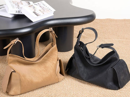 アーバン ノマド 本革バッグ | 大きめ スラウチ ショルダーバッグ サイドポケット付き