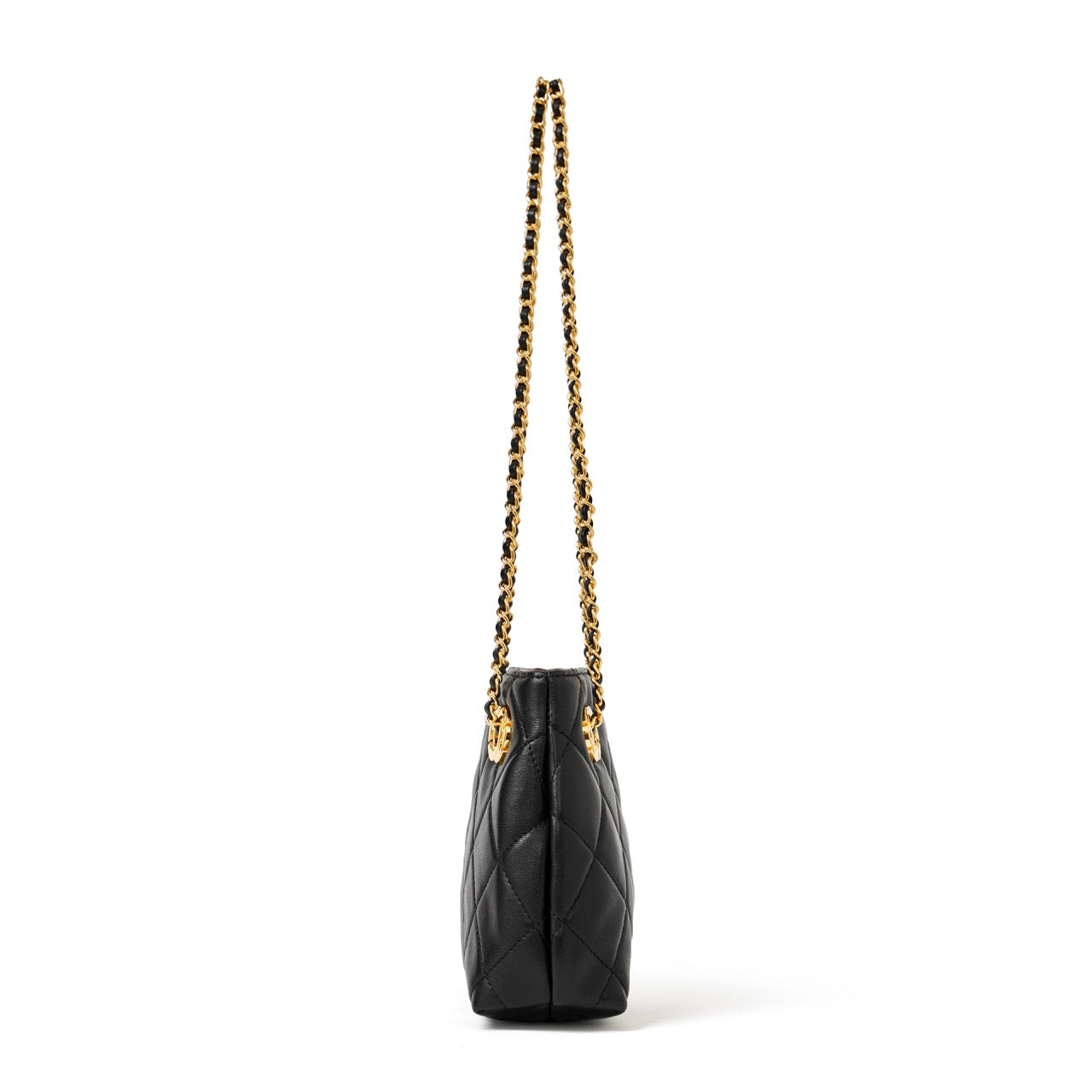 Mini sac pochette matelassé en cuir véritable mouton avec chaîne
