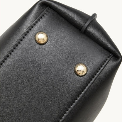 Parisian Chic Genuine Leather Bag - Minimalist Large Tote with Silk Scarf Accent