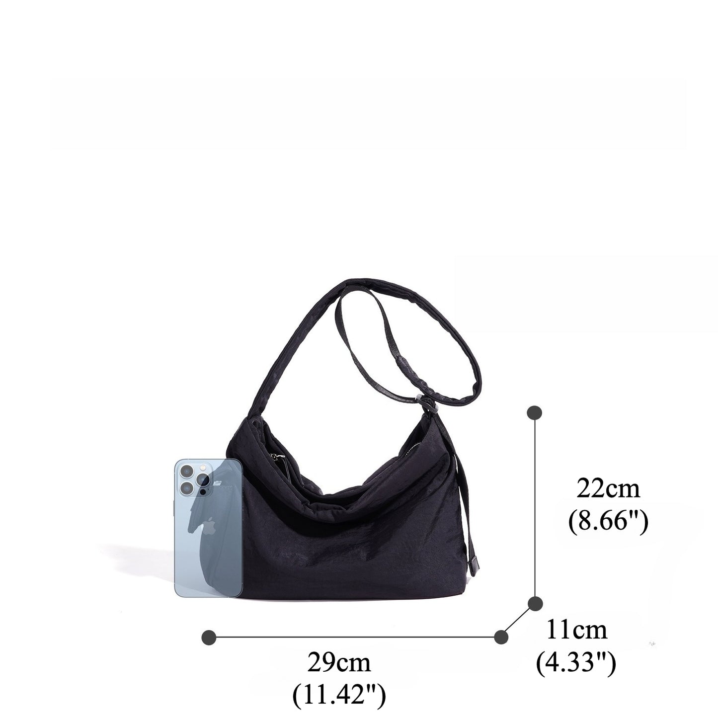Minimalist Slouchy Nylon Shoulder Clutch Bag