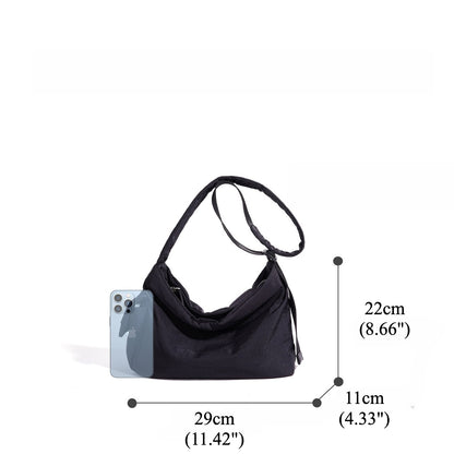 Minimalist Slouchy Nylon Shoulder Clutch Bag