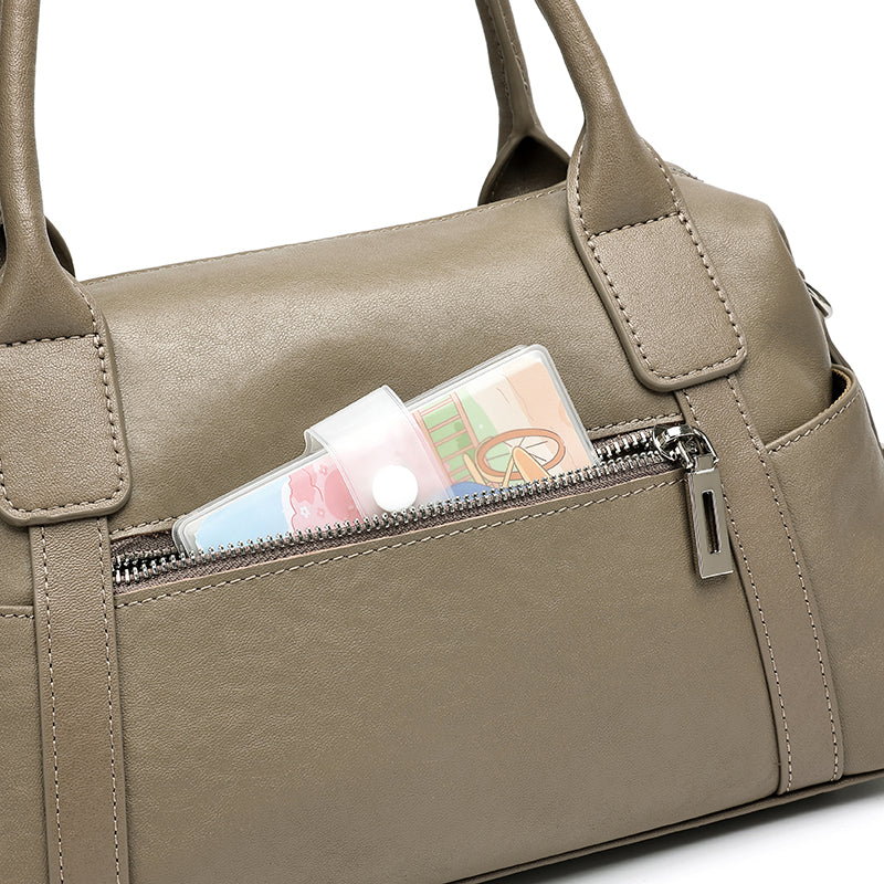 Effortless Genuine Leather Commuter Boston Clutch Bag