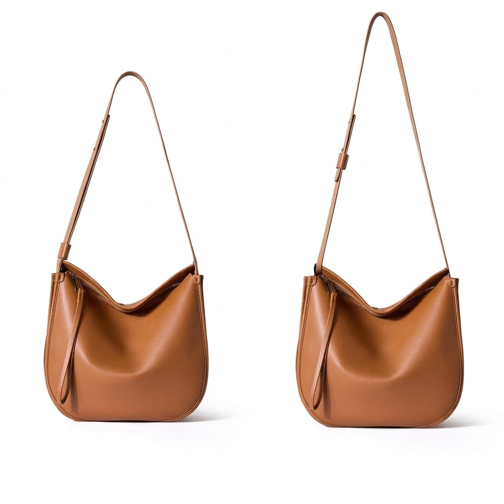 Borsa Tote Morbida in Vera Pelle da Donna in Stile Lazy Chic con Grande Capacità