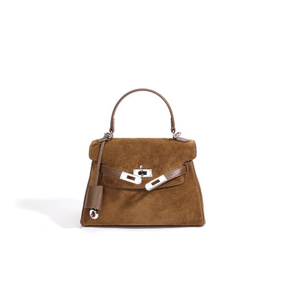 Retro Suede Genuine Leather Kelly Clutch Bag