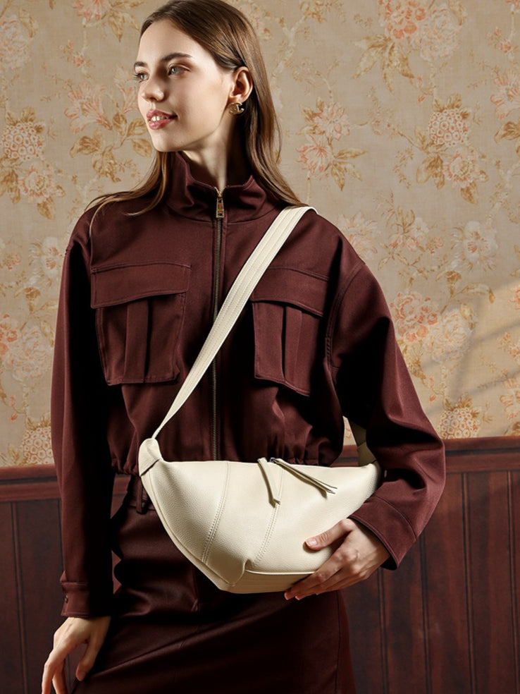 Effortless Genuine Leather Crossbody Dumpling Bag