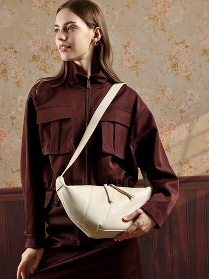Effortless Genuine Leather Crossbody Dumpling Bag
