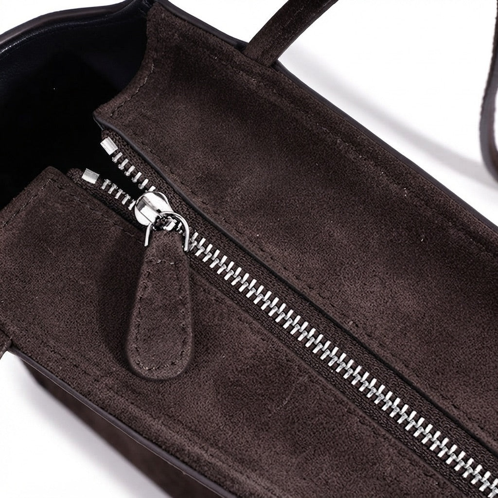 Pochette vintage en cuir suédé