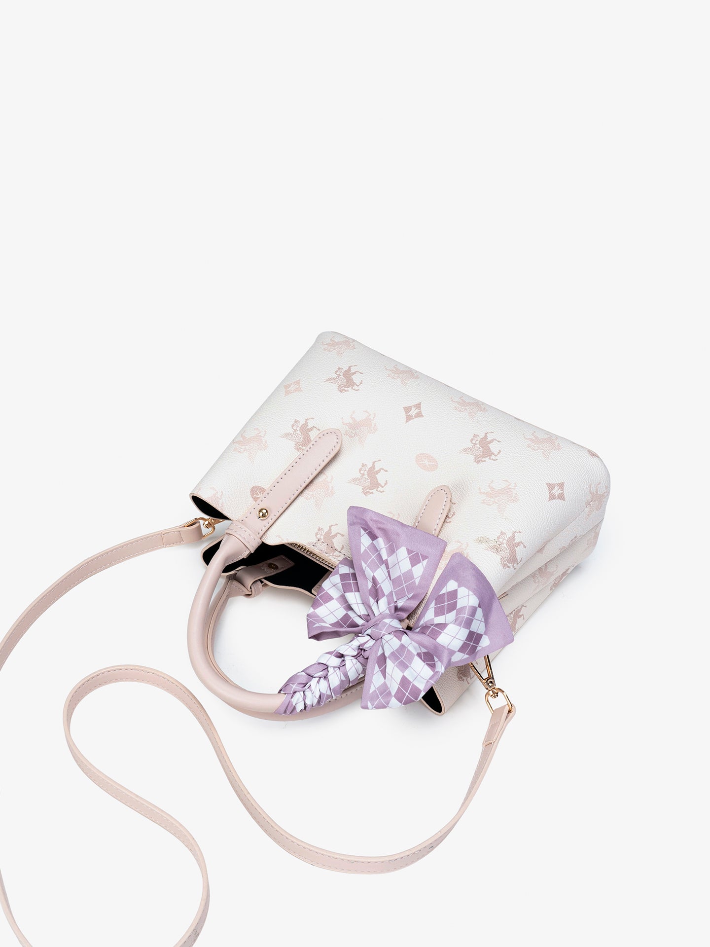 Gentle Pegasus Print Vegan Eco-Leather Clutch Bag With Silk Scarf