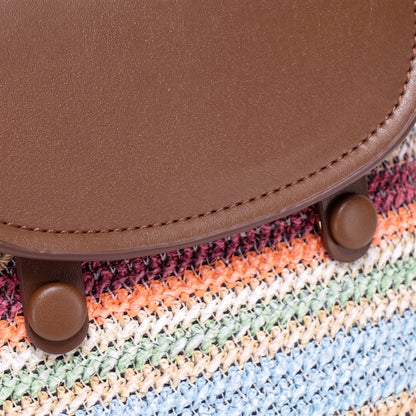 Mini sac bandoulière vibrant en cuir écologique végan à rayures arc-en-ciel