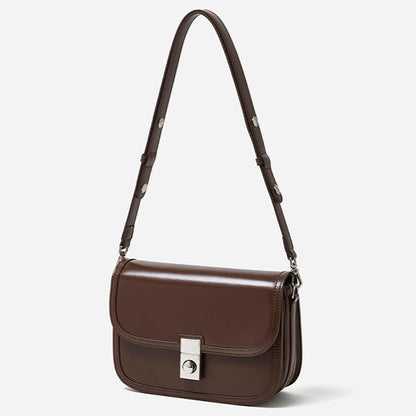 Vintage Sleek Plain Cowhide Genuine Leather Shoulder Messenger Bag