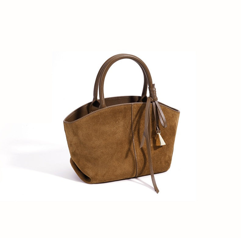 Minimalist Suede Genuine Leather Trapezoidal Clutch Bag