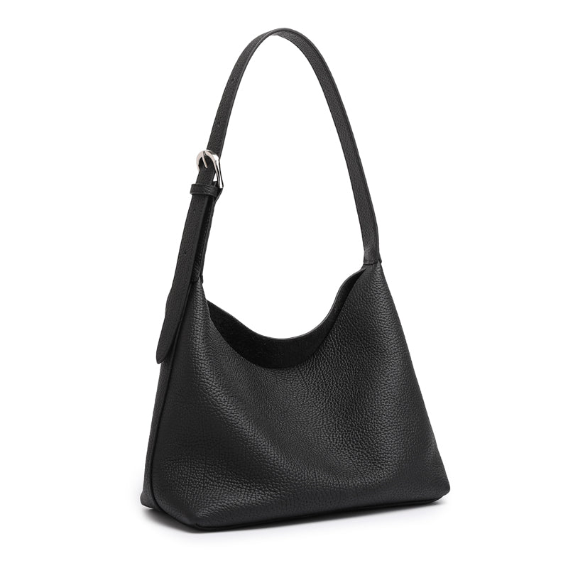 Borsa hobo a secchiello versatile in vera pelle con tracolla regolabile