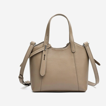 Sleek Genuine Leather Mini Bucket Clutch Bag with Adjustable Straps