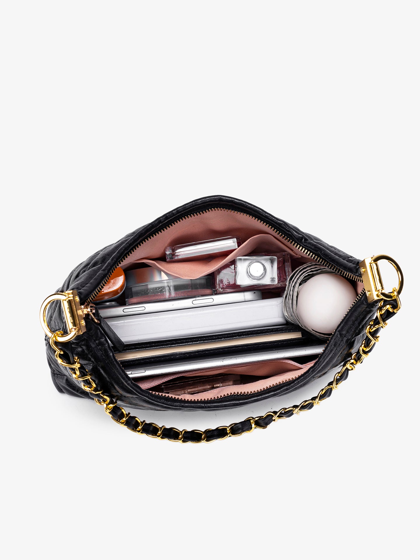 Classic Quilted Vegan Eco-Leather Chain Hobo Clutch Bag