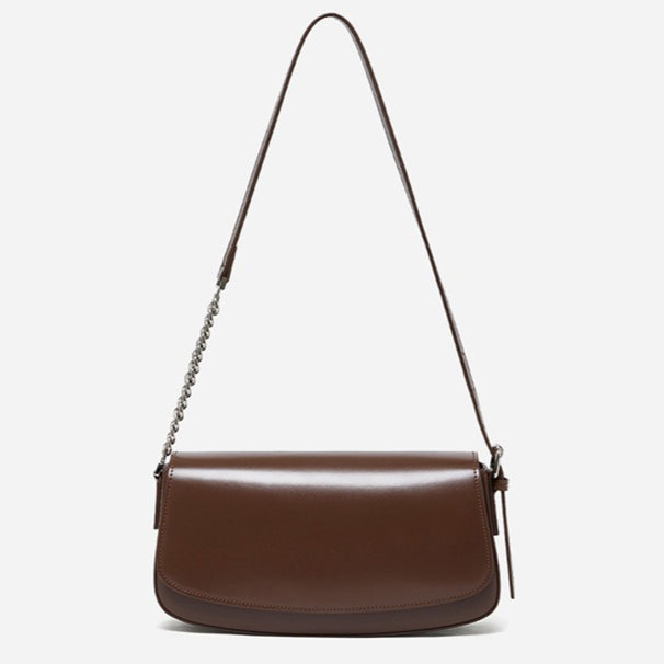 Minimalist Vintage Genuine Leather Baguette Saddle Bag