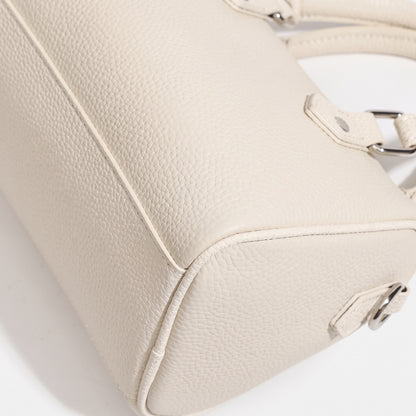 Geantă clutch retro luxoasă din piele autentică granulată, tip Boston