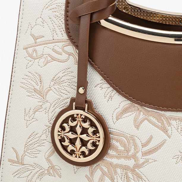 Retro Floral Contrast Vegan Eco-Leather Clutch Bag