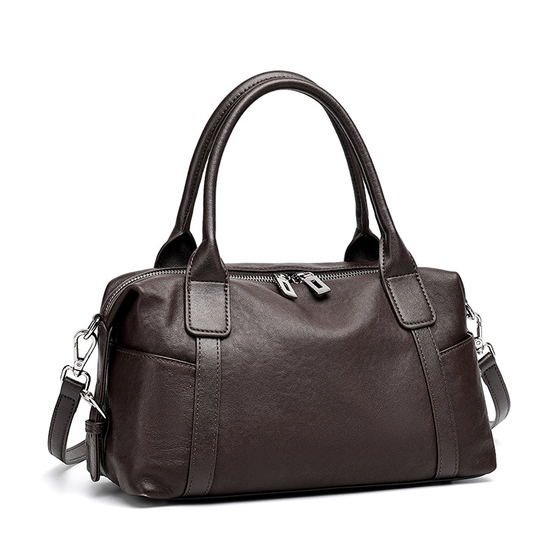 Effortless Genuine Leather Commuter Boston Clutch Bag