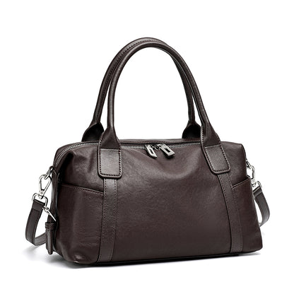 Effortless Genuine Leather Commuter Boston Clutch Bag