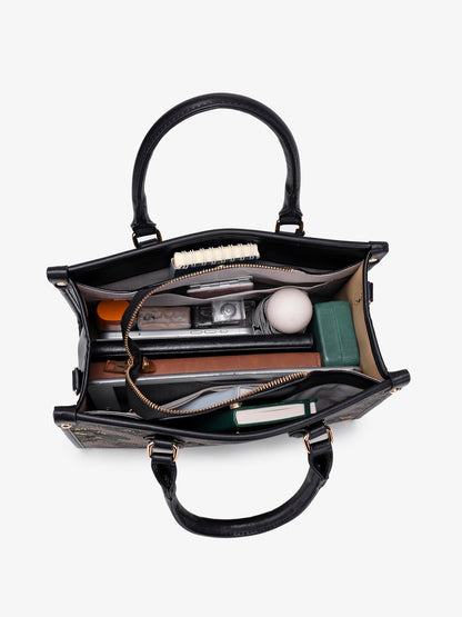 Mystic Crane Motif Vegan Eco-Leather Satchel Clutch Bag
