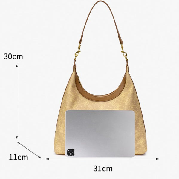 Exquisite Vintage Cloud Motif Vegan Eco-Leather Hobo Bag
