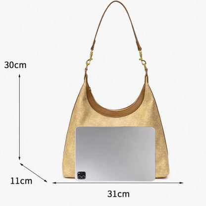 Exquisite Vintage Cloud Motif Vegan Eco-Leather Hobo Bag