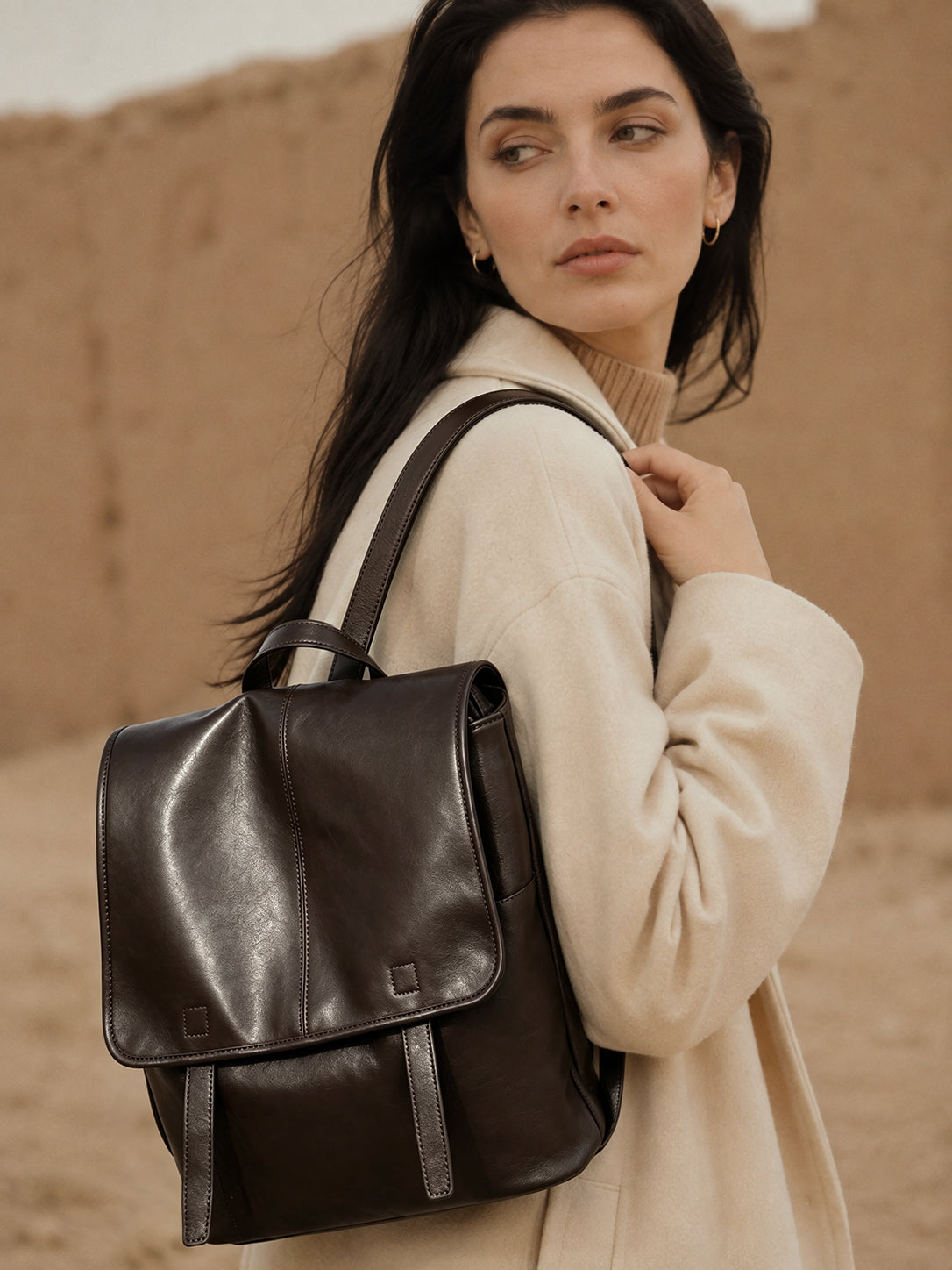 Vintage Casual Genuine Leather Flap Backpack