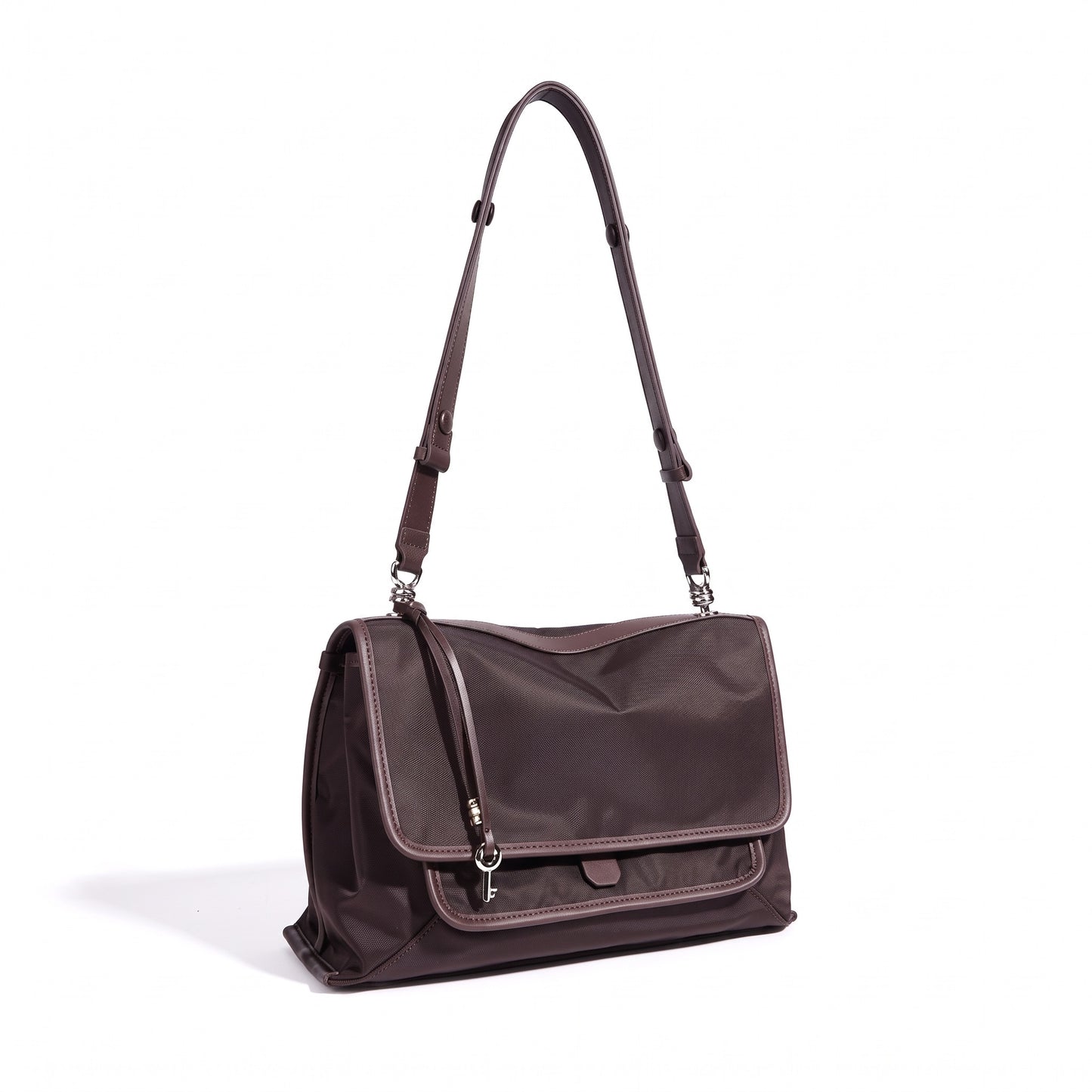 Sleek Nylon Flap Messenger Clutch Bag