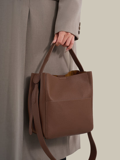 Supple Pebbled Vegan Eco-Leather Bucket Clutch Bag