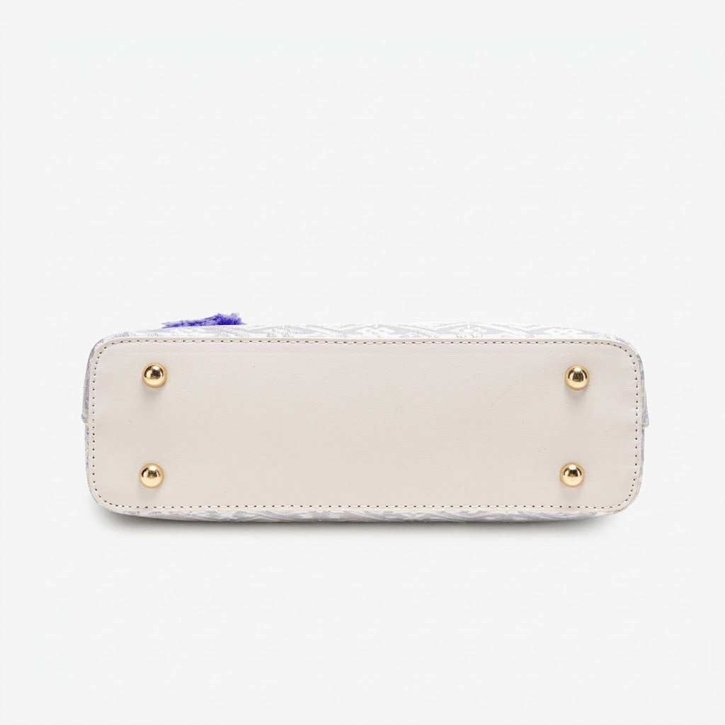 Refined Brocade Vegan Eco-Leather Tote Clutch Bag with Intricate Tassel Charm