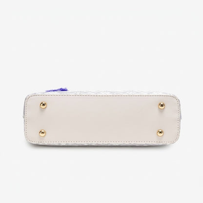 Refined Brocade Vegan Eco-Leather Tote Clutch Bag with Intricate Tassel Charm