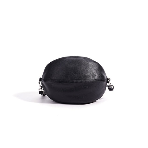 Modern Supple Genuine Sheepskin Leather Oval Rugby Clutch Bag