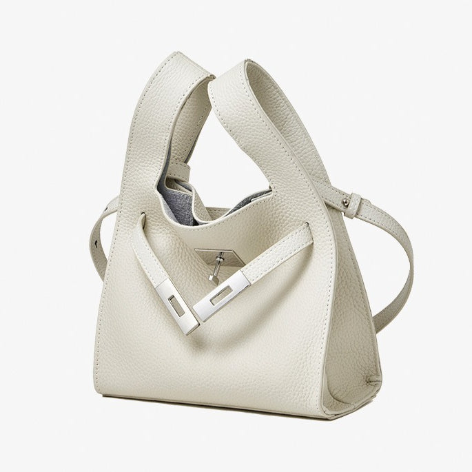 Classic Genuine Leather Chic Daily Crossbody Bucket Bag
